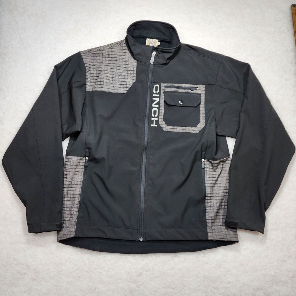 Cinch Soft Shell Jacket CC Mens Size XL Black Gray Color Block (3298)